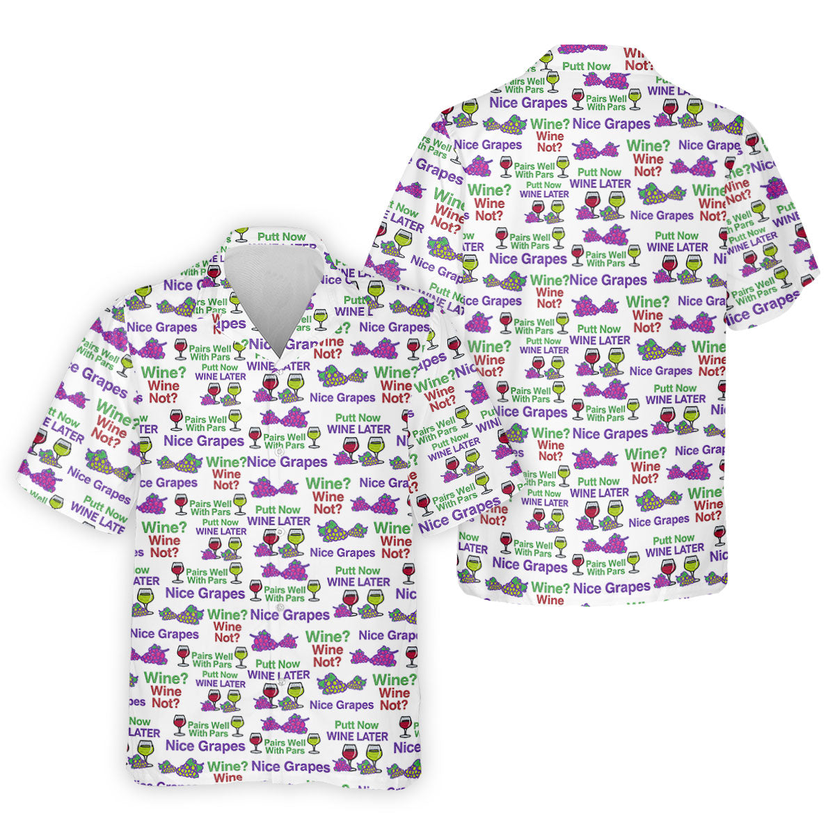 Wine Lover Golf Shirt, Grape Humor Print, Golf Shirts For Men