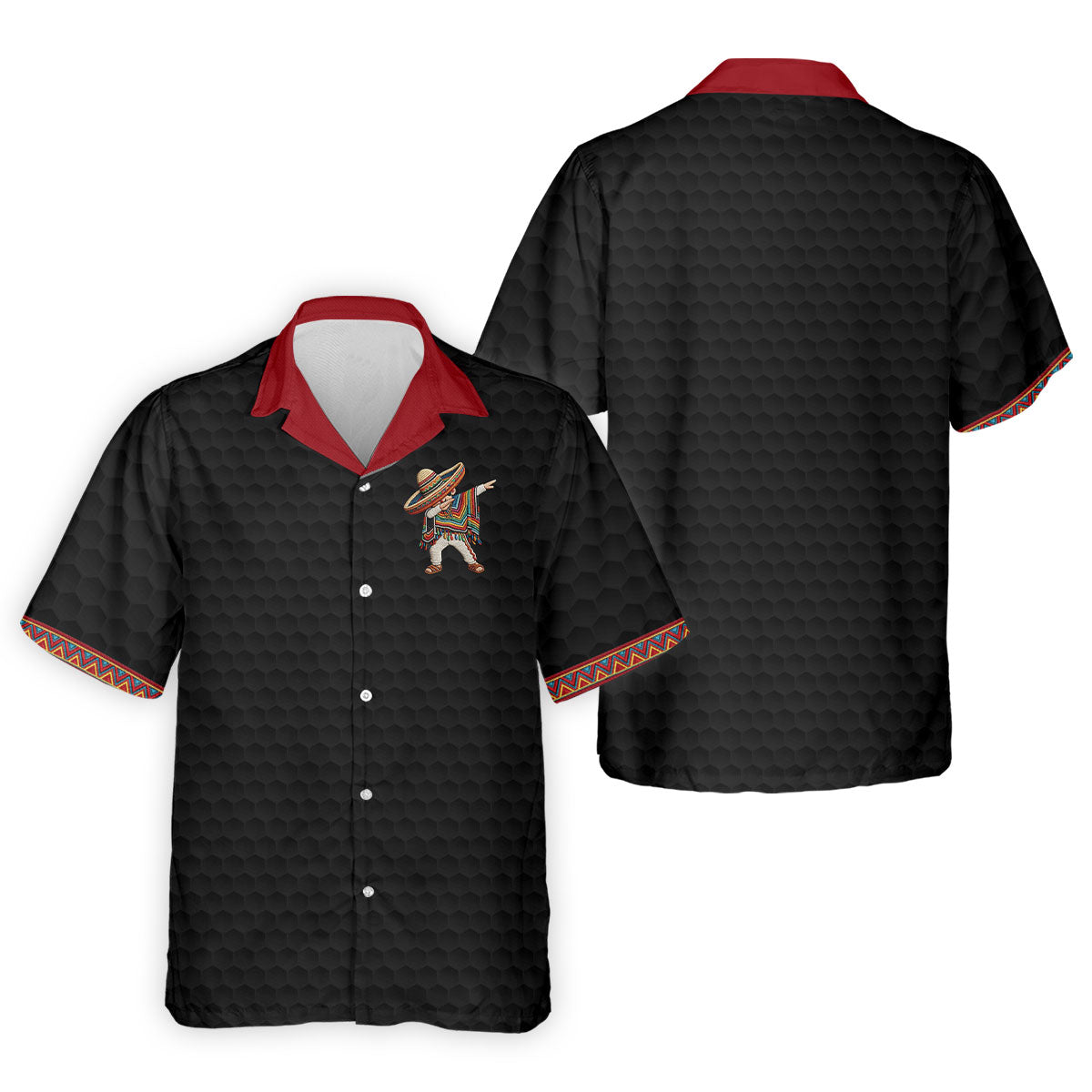 Cinco De Mayo Celebration Golf Ball Pattern Black Golf Shirt, Polo Shirts For Men