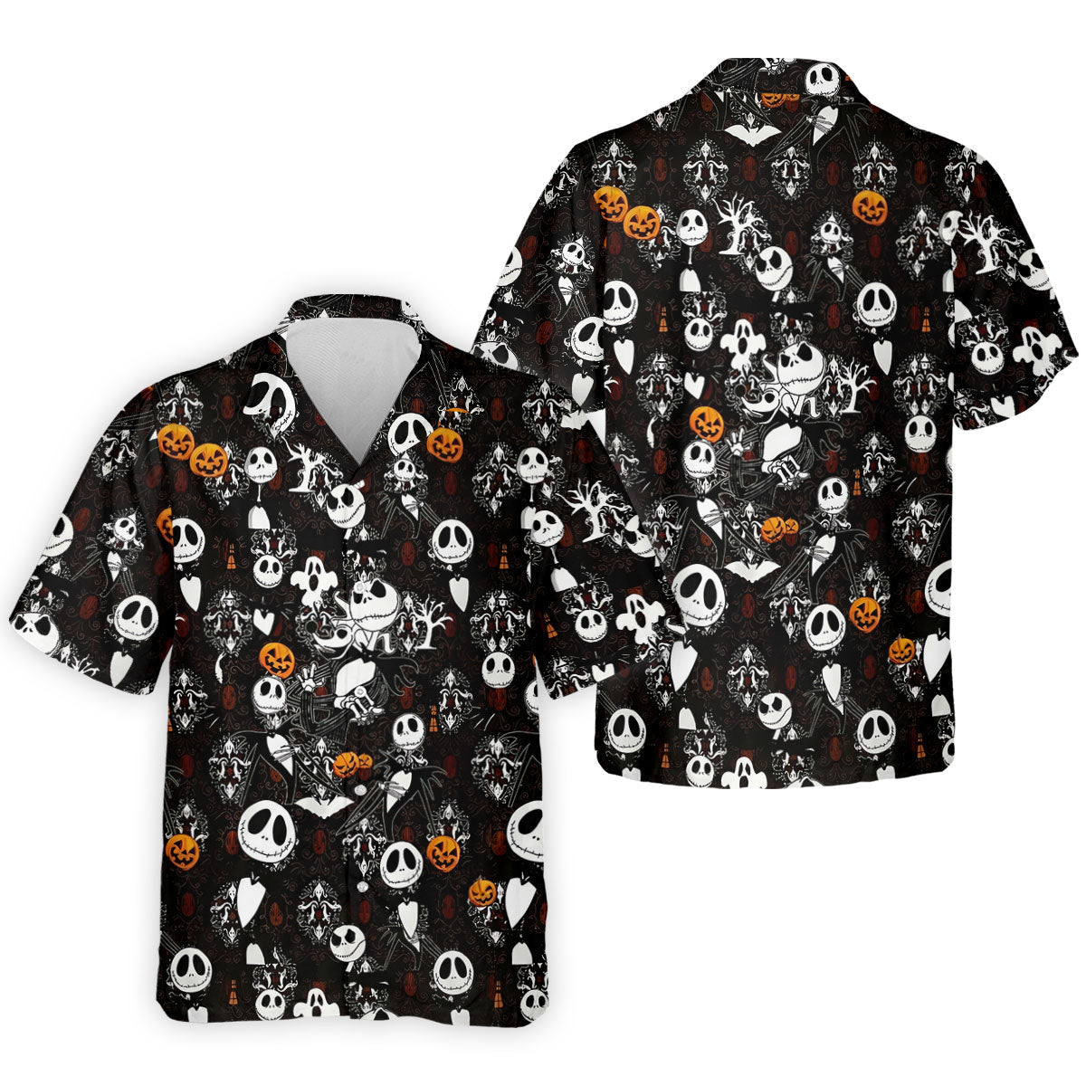 Halloween Pumpkin Skeleton Pattern Golf Polo Shirt, Hawaiian Golf Shirt, Mens Golf Apparel