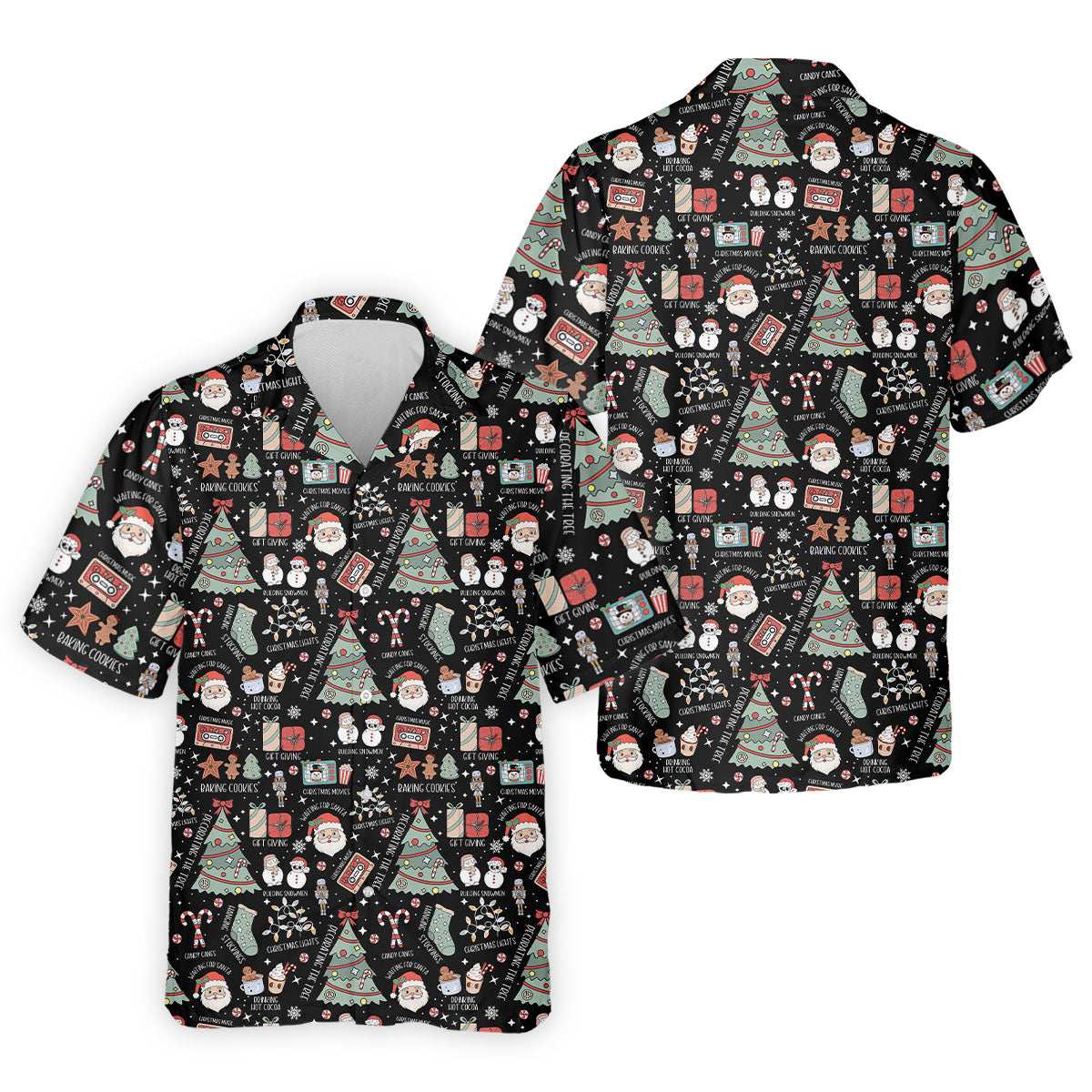Cute Santa Claus Gift Black Men's Golf Polo Shirts, Christmas Golf Shirt, Polo Shirts For Men