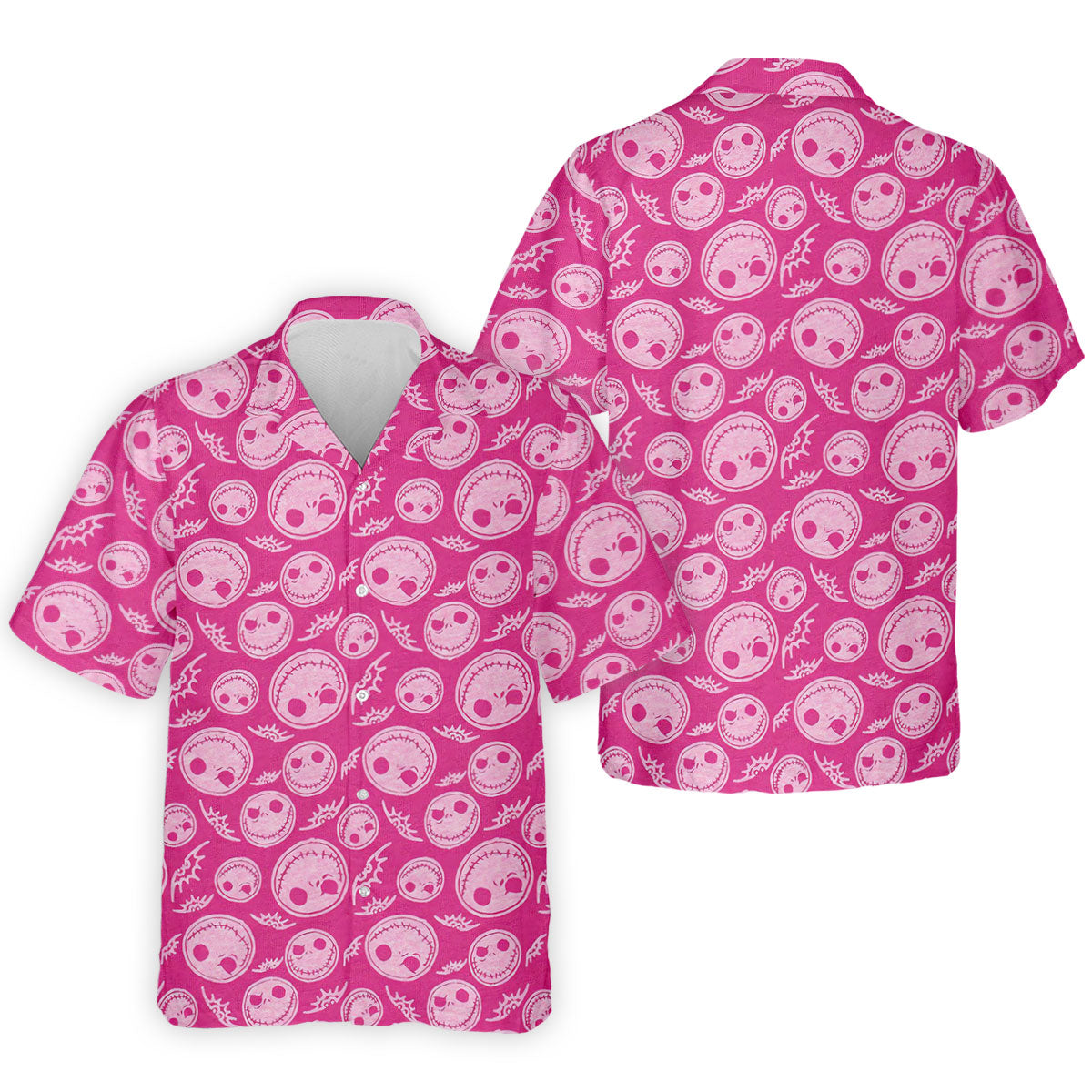 Pink Stitched Skull Halloween Golf Polo Shirt, Golf Shirts For Men, Mens Golf Apparel