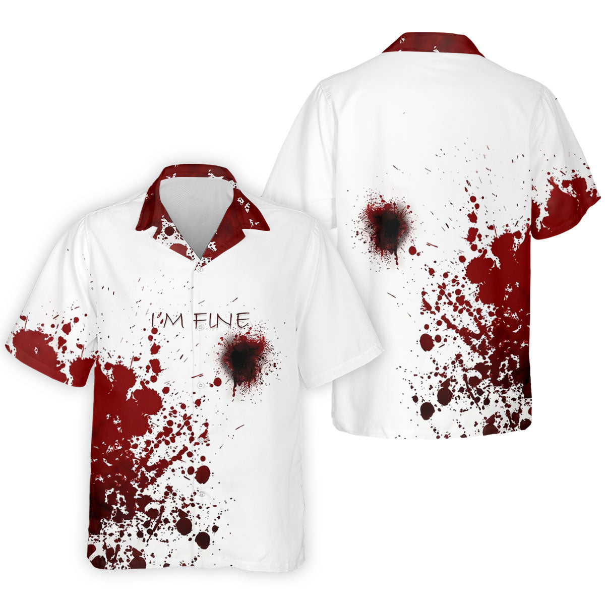 I'm Fine Bloody Splatter Horror Halloween Golf Polo Shirt, Mens Golf Shirts, Printed Golf Shirts