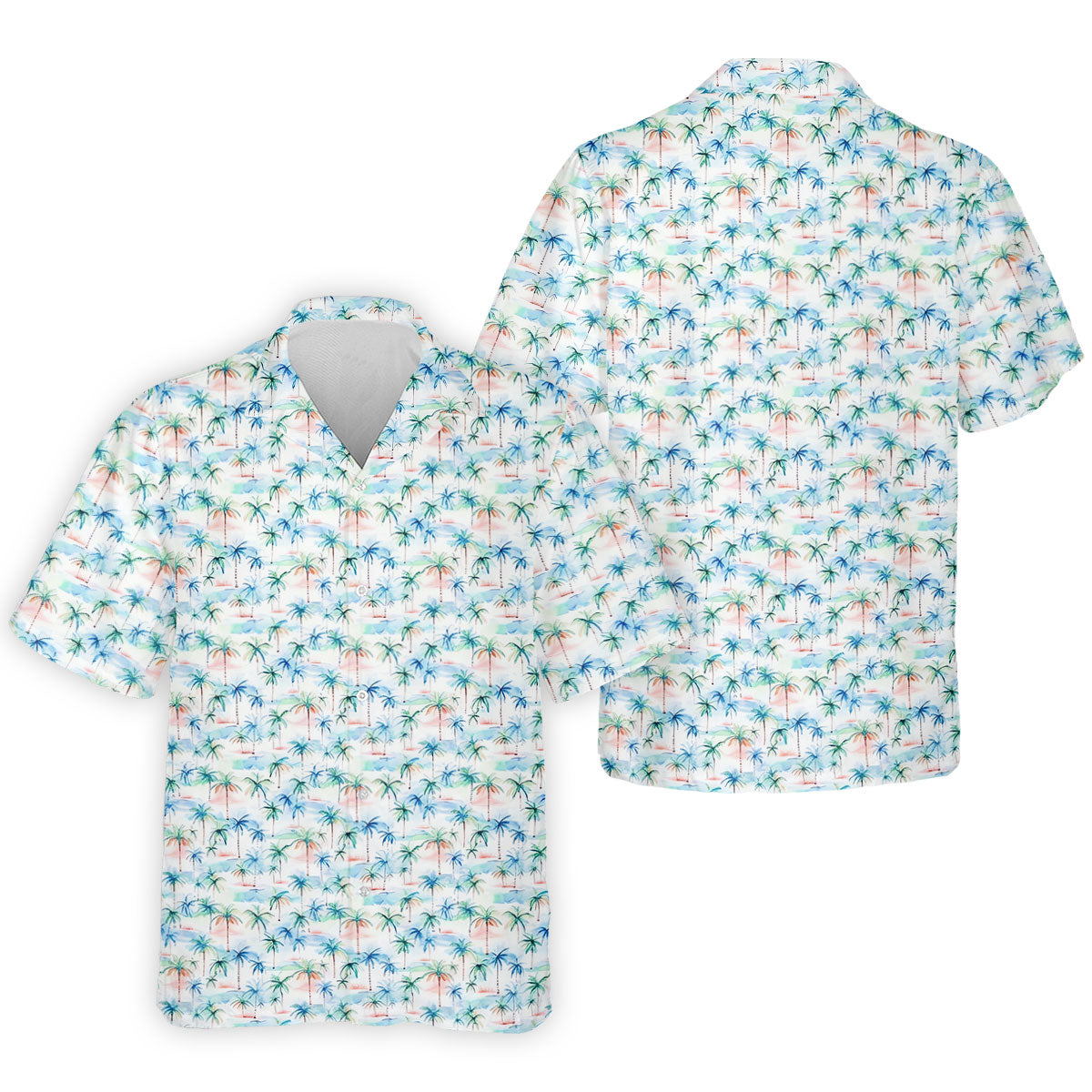 Watercolor Palm Tree Hawaiian Golf Shirt, Summer Vibe Men's Golf Shirt, Polo Shirts For Men