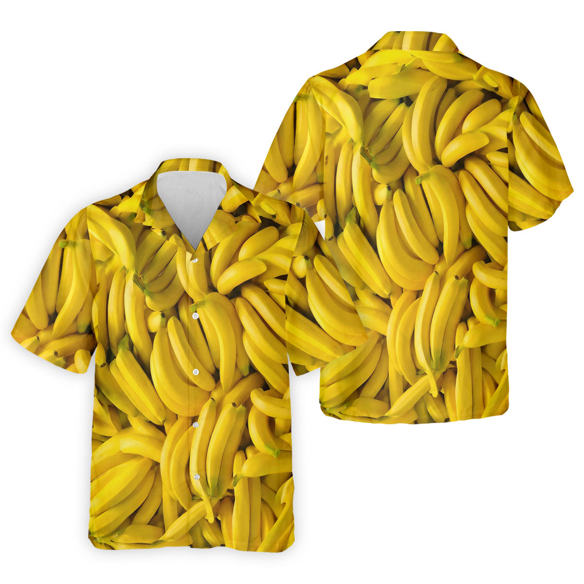 Realistic Banana Print Hawaiian Golf Shirt, Polo Shirts For Men, Mens Golf Apparel