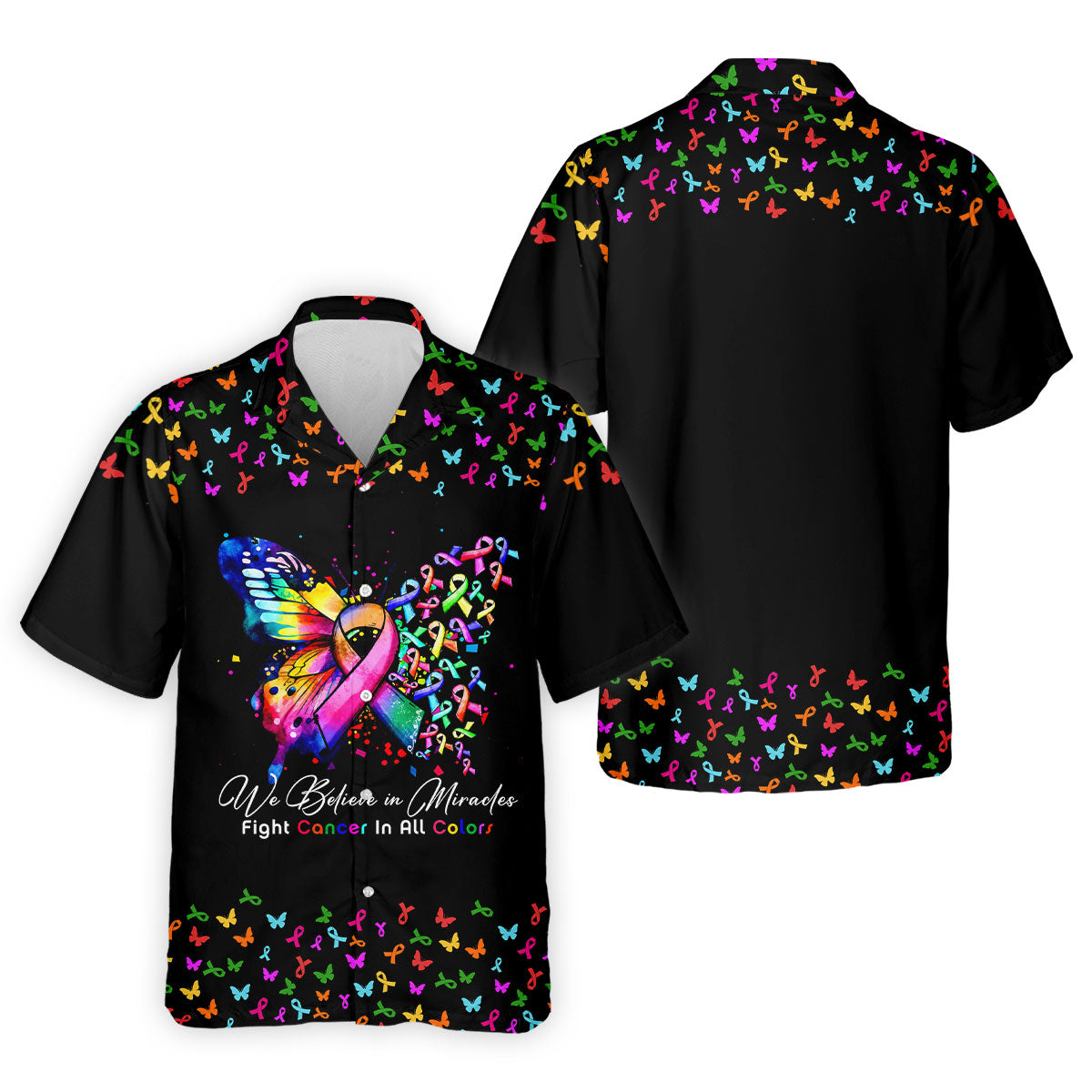We Believe In Miracles Butterfly Breast Cancer Shirt, Mens Golf Polo, Printed Golf Shirts