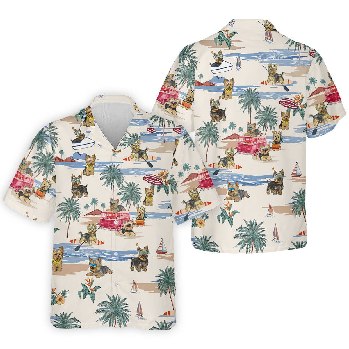 Cute Yorkshire Terrier Beach Vacation Golf Polo Shirt, Hawaiian Golf Shirt, Golf Shirts For Men