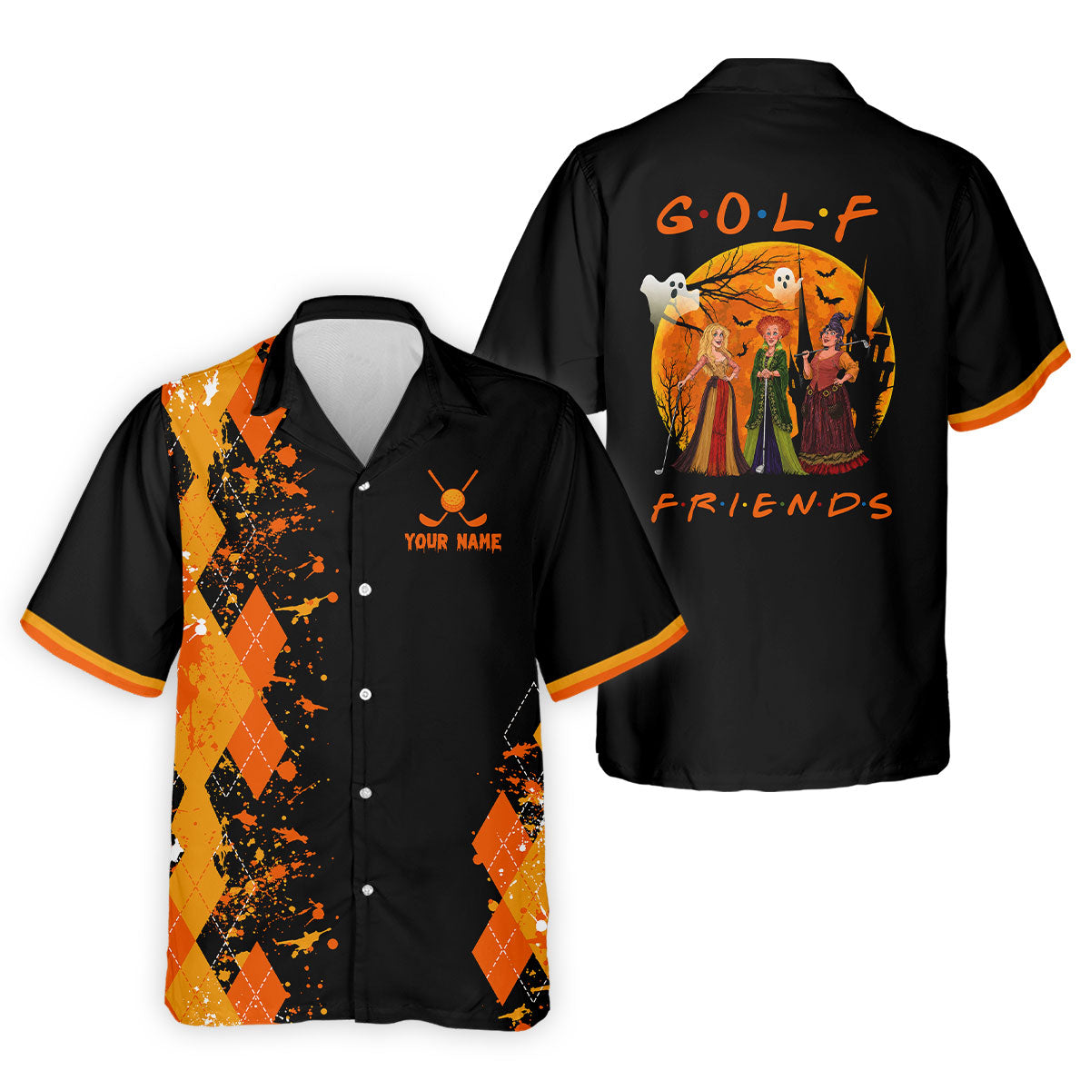 Custom Golf Friends Horror Character Halloween Polo Shirt, Mens Golf Polo, Mens Golf Shirts