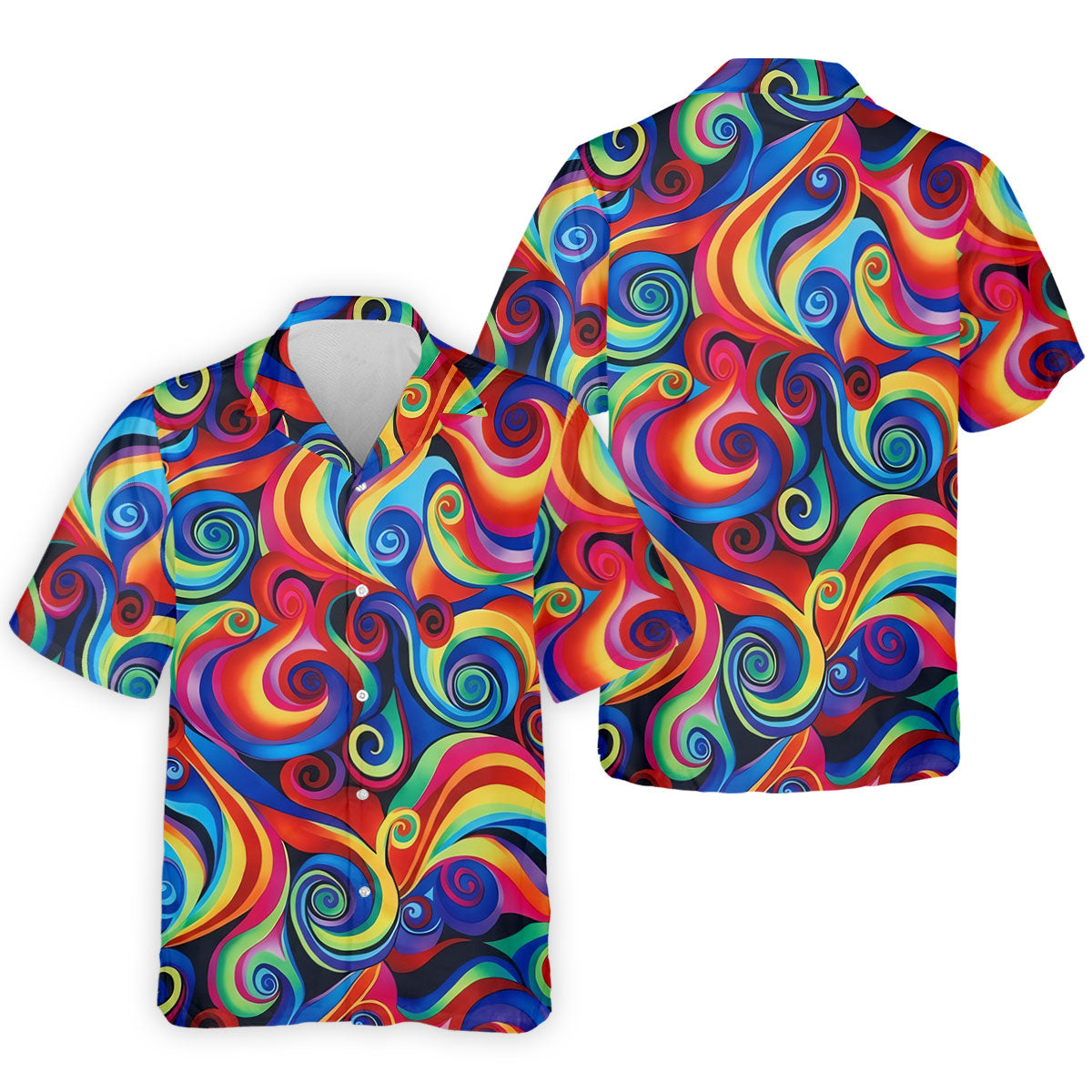 Colorful Rainbow Swirl Abstract Golf Shirt, Men's Golf Shirt, Golf Polo Shirts For Men, Men's Golf Apparel