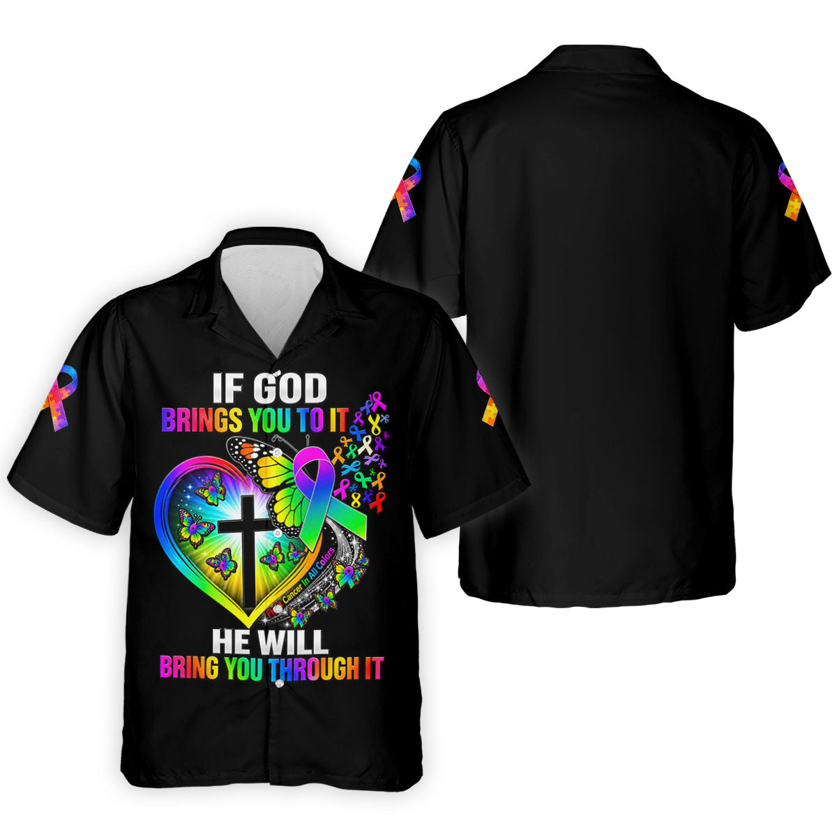 If God Brings You To It Butterfly Cancer Polo Shirt, Mens Golf Polo, Men's Golf Shirt