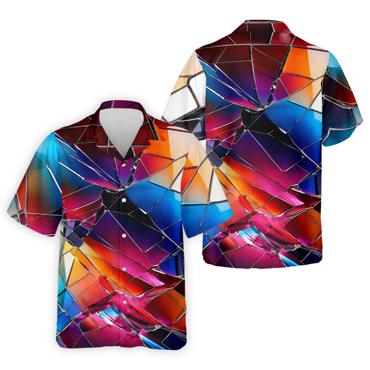 Colorful Broken Glass Abstract Golf Polo Shirt, Golf Shirts For Men, Printed Golf Shirts