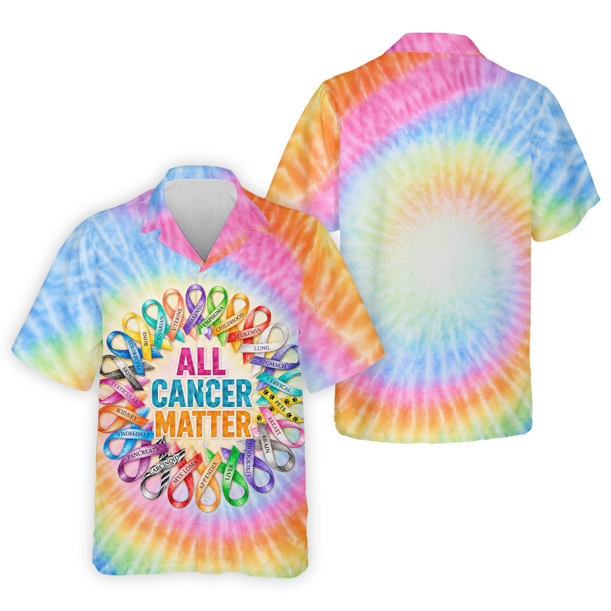 All Cancer Matter Colorful Ribbon Polo Shirt, Mens Golf Polo, Golf Apparel For Men