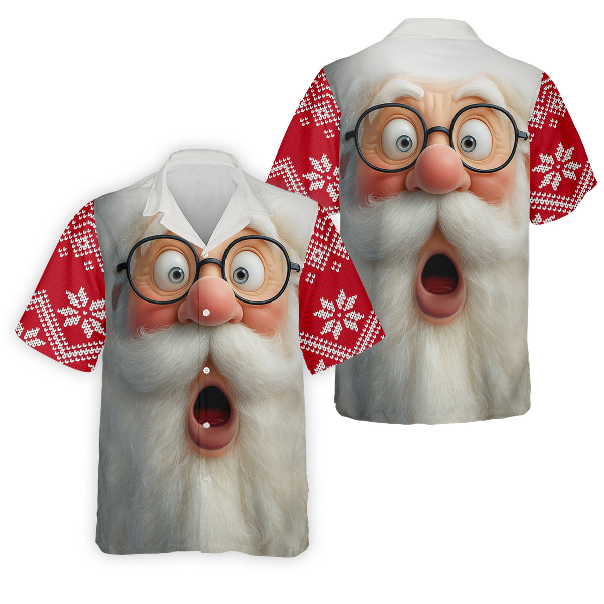 Surprised Funny Santa Claus Face Men's Golf Polo Shirts, Christmas Golf Shirt, Golf Gift For Men