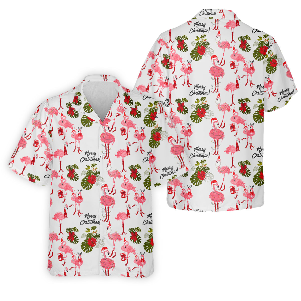 Flamingo Merry Christmas Golf Shirt For Men, Christmas Golf Shirt Polos, Men Golf Apparel