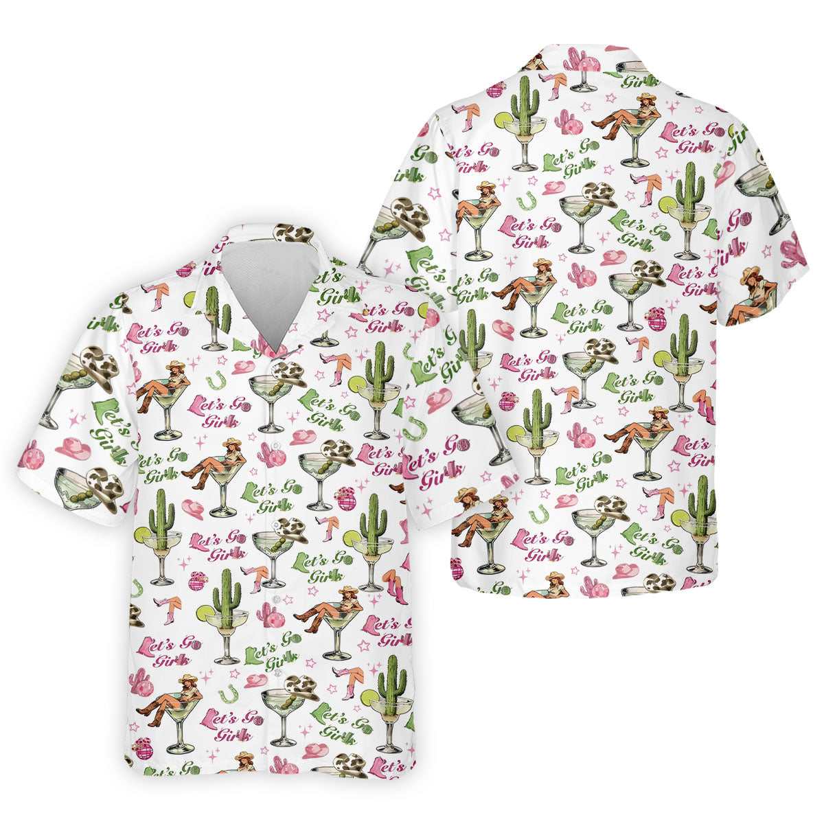 Let's Go Girls Cowgirl Margarita Hawaiian Golf Shirt, Men's Golf Shirt, Golf Polo Shirts For Men