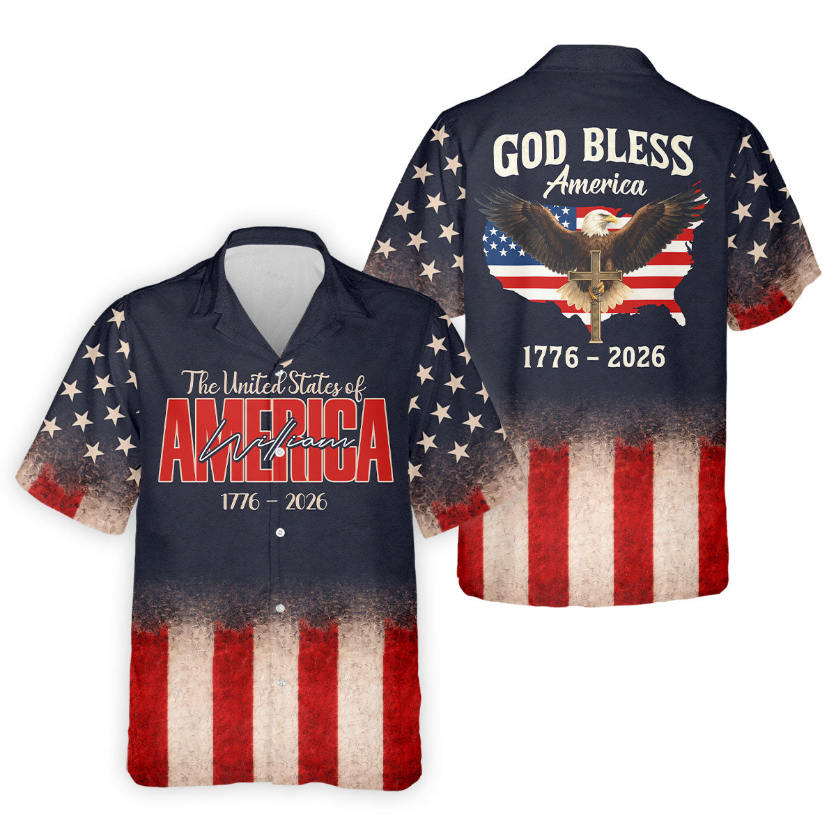 God Bless America Faith Cross Bald Eagle Patriotic Golf Shirt, 250 Years Golf Shirts For Men