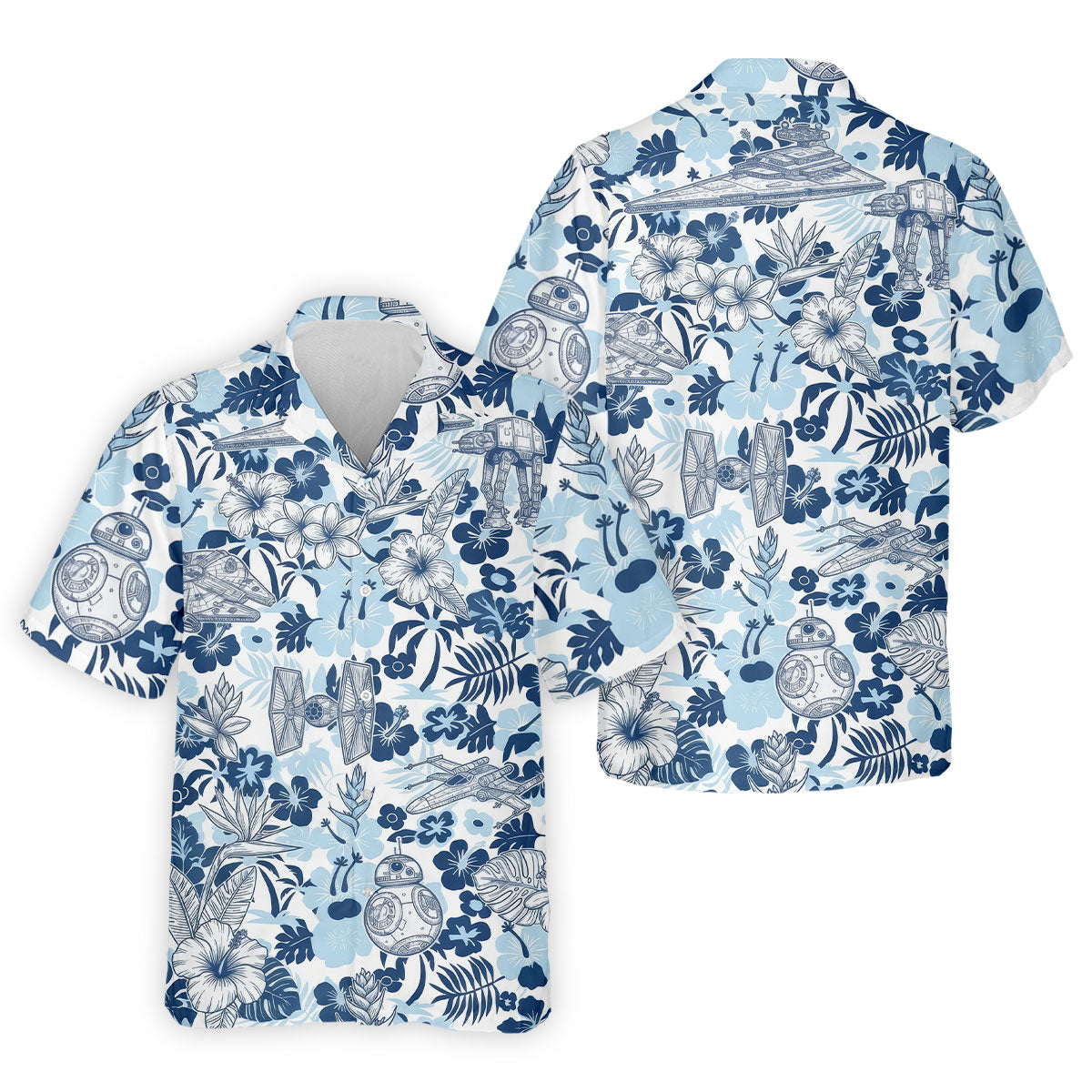 Retro Spacecraft Hawaiian Golf Polo Shirt, Men's Golf Shirt, Printed Golf Shirts