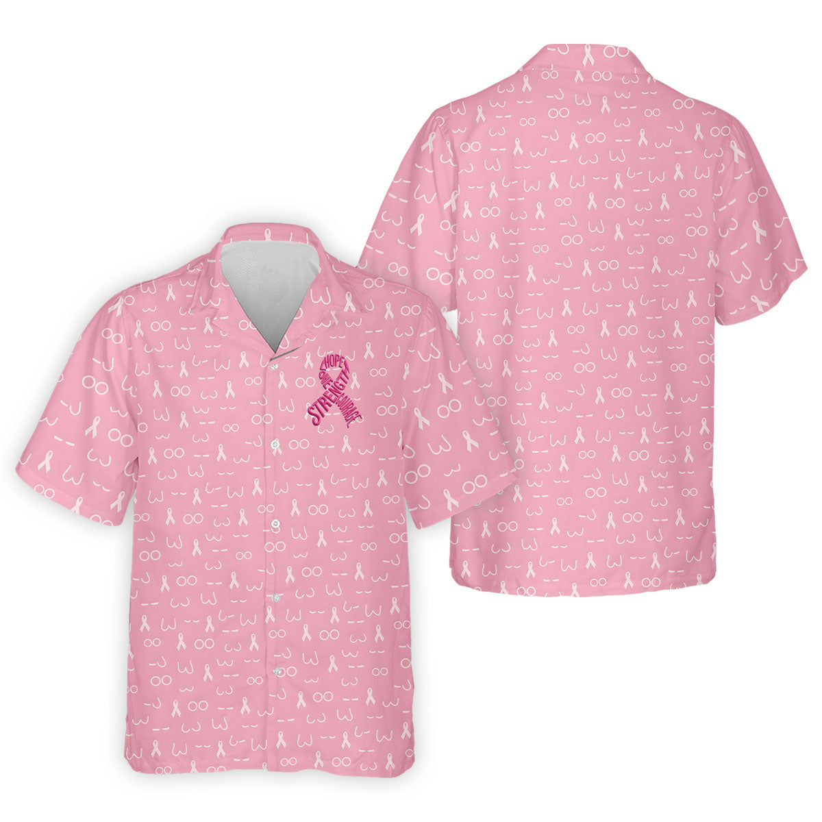 Hope Love Faith Strength Courage Breast Cancer Polo Shirt, Mens Golf Polo, Mens Golf Shirts