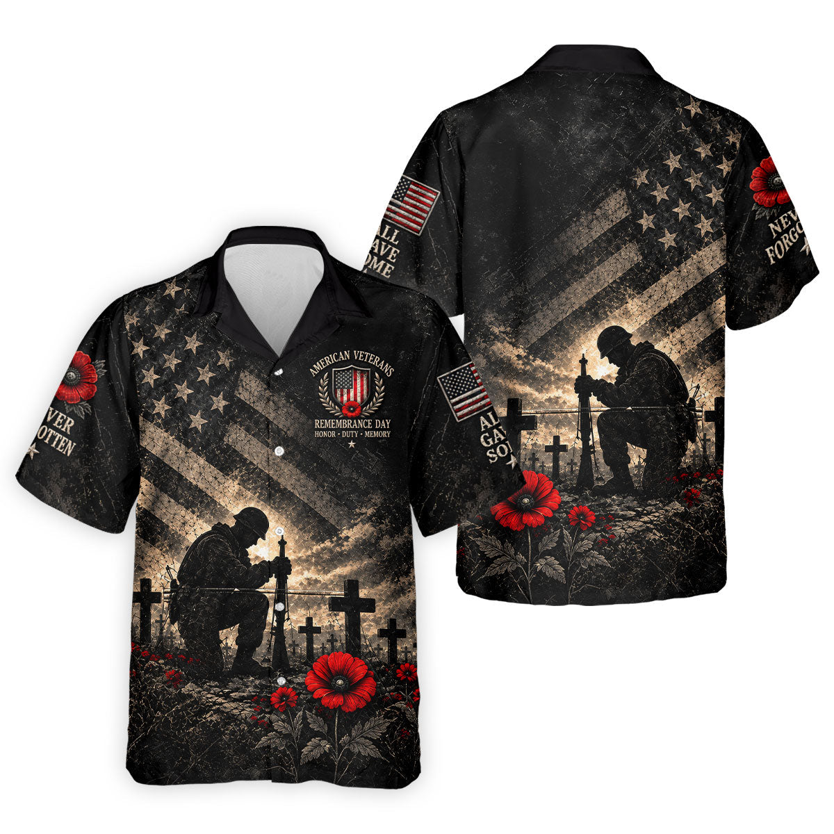 Poppy Soldier Memorial Golf Polo Shirt, Veterans Day Shirt, Mens Golf Polo Shirts