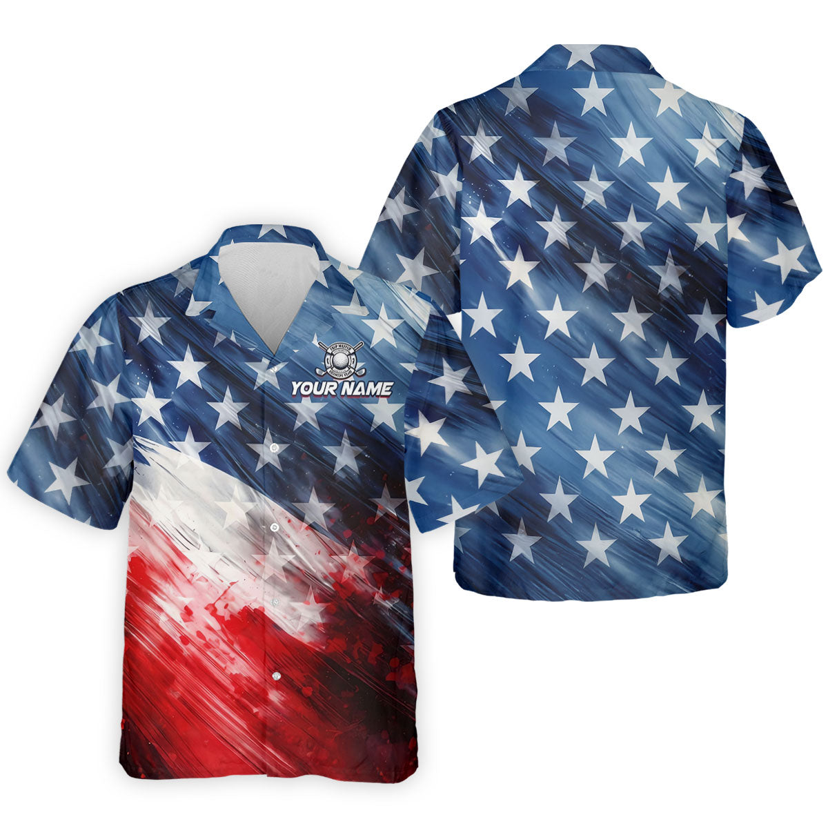 Red White Blue Gradient Art 4th Of July Patriotic Golf Shirt, 250 Years Golf Shirts For Men