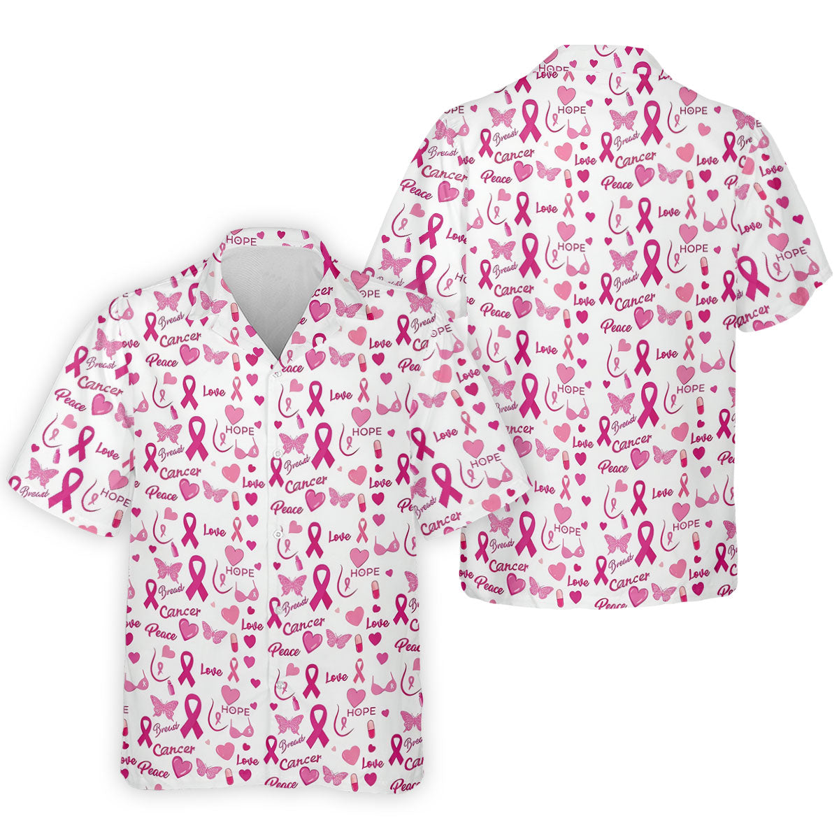 Love Hope Peace Butterfly Breast Cancer Polo Shirt, Mens Golf Polo, Printed Golf Shirts