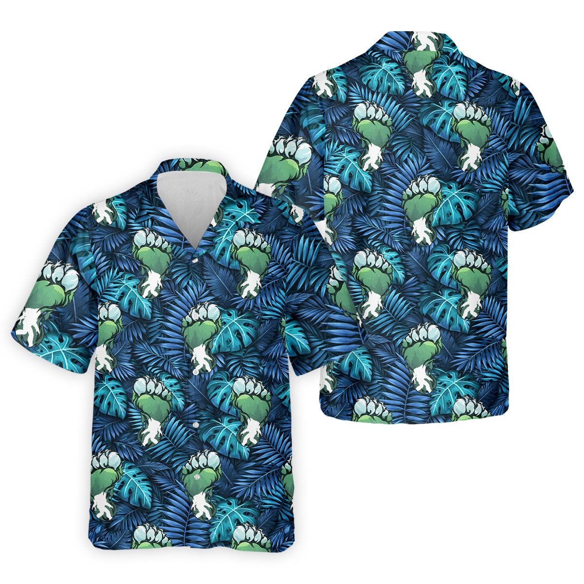 Funny Zombie Hulk Hand Tropical Golf Polo Shirt, Hawaiian Golf Shirt, Golf Shirts For Men