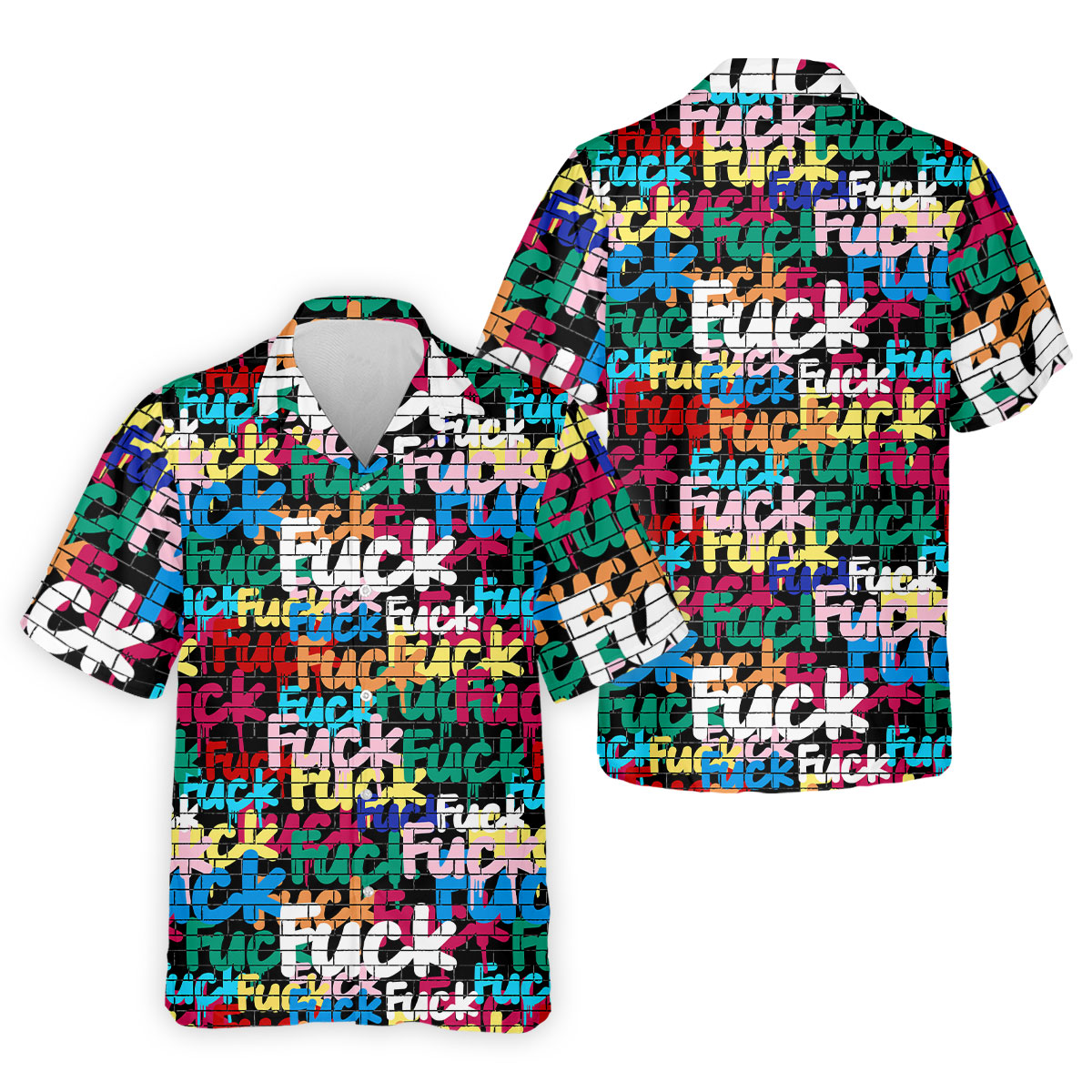 Bold Colorful Fuck Graffiti Typography Golf Shirt, Men's Golf Shirt, Golf Apparel For Men