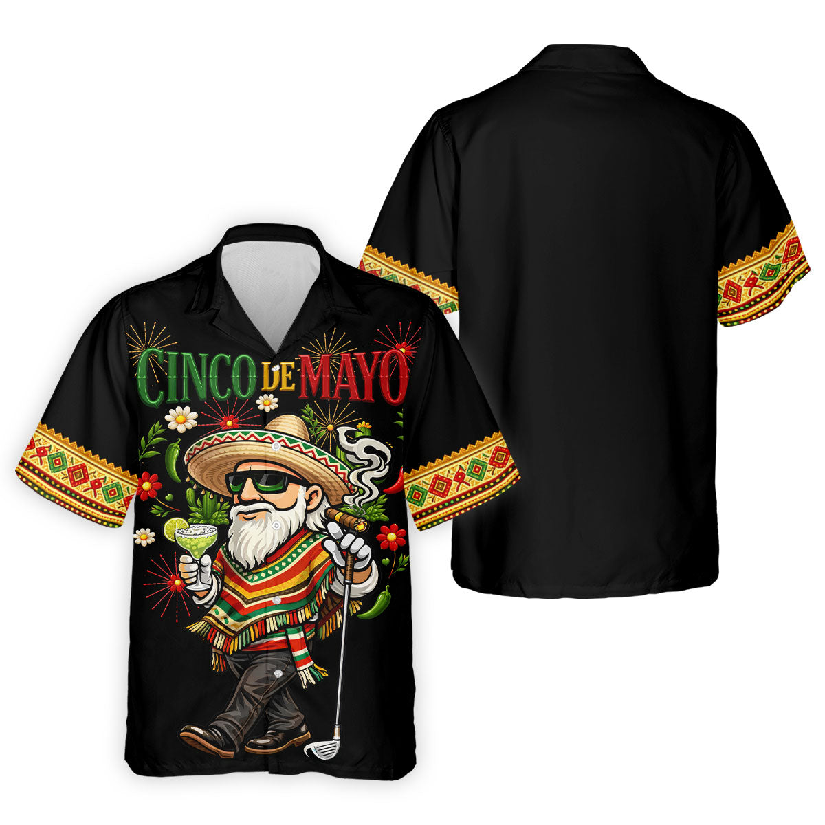 Margarita Man Cinco De Mayo Celebration Black Golf Shirt, Fiesta Theme Golf Shirts For Men