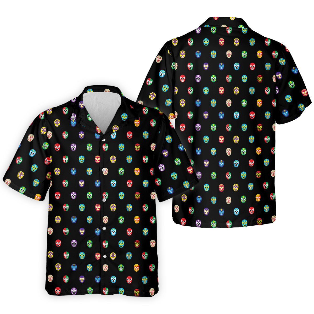 Colorful Retro Mask Print Golf Polo Shirt, Golf Shirts For Men, Printed Golf Shirts