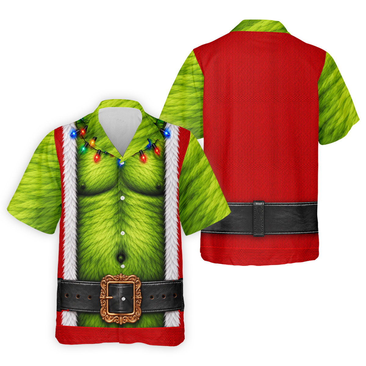 Green Furry Christmas Lights Golf Polo Shirt, Christmas Golf Shirt, Mens Golf Apparel