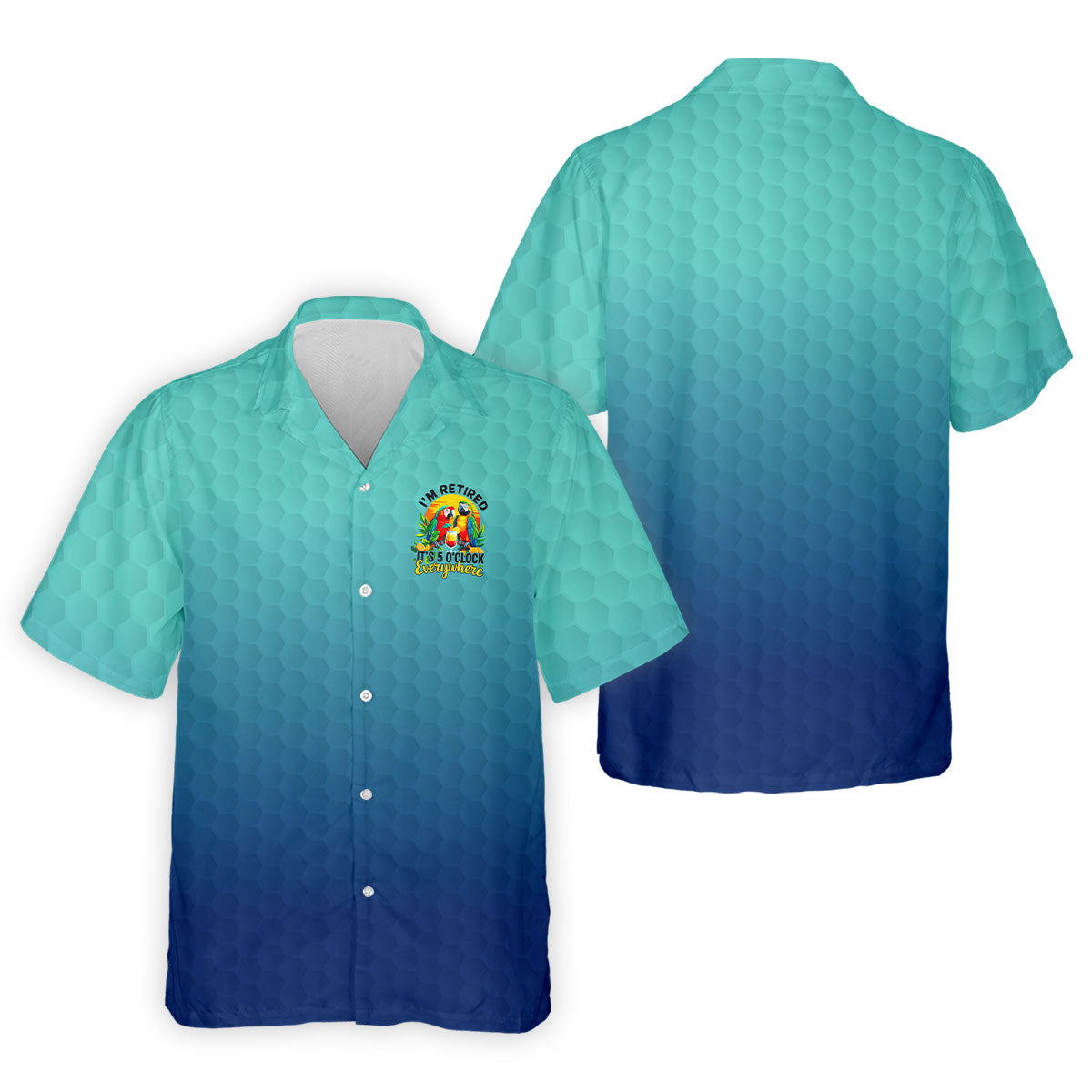 Blue Tropical Parrot Retirement Golf Polo Shirt, Mens Golf Polo, Golf Apparel For Men