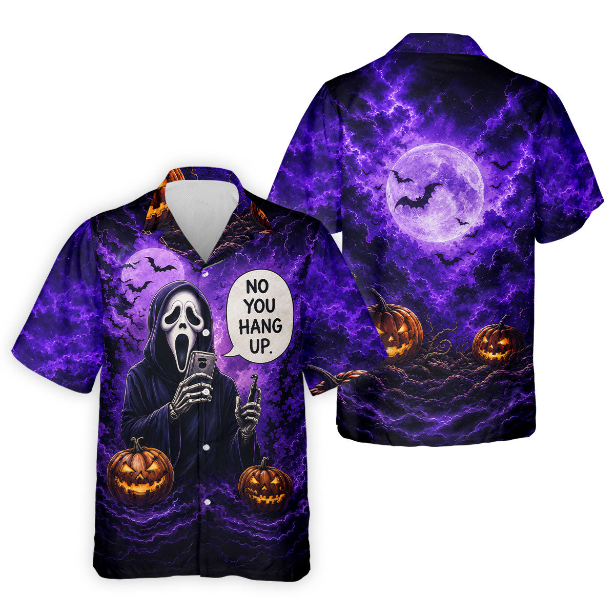 No You Hang Up Halloween Horror Character Shirt, Printed Golf Shirts, Hawaiian Golf Shirt