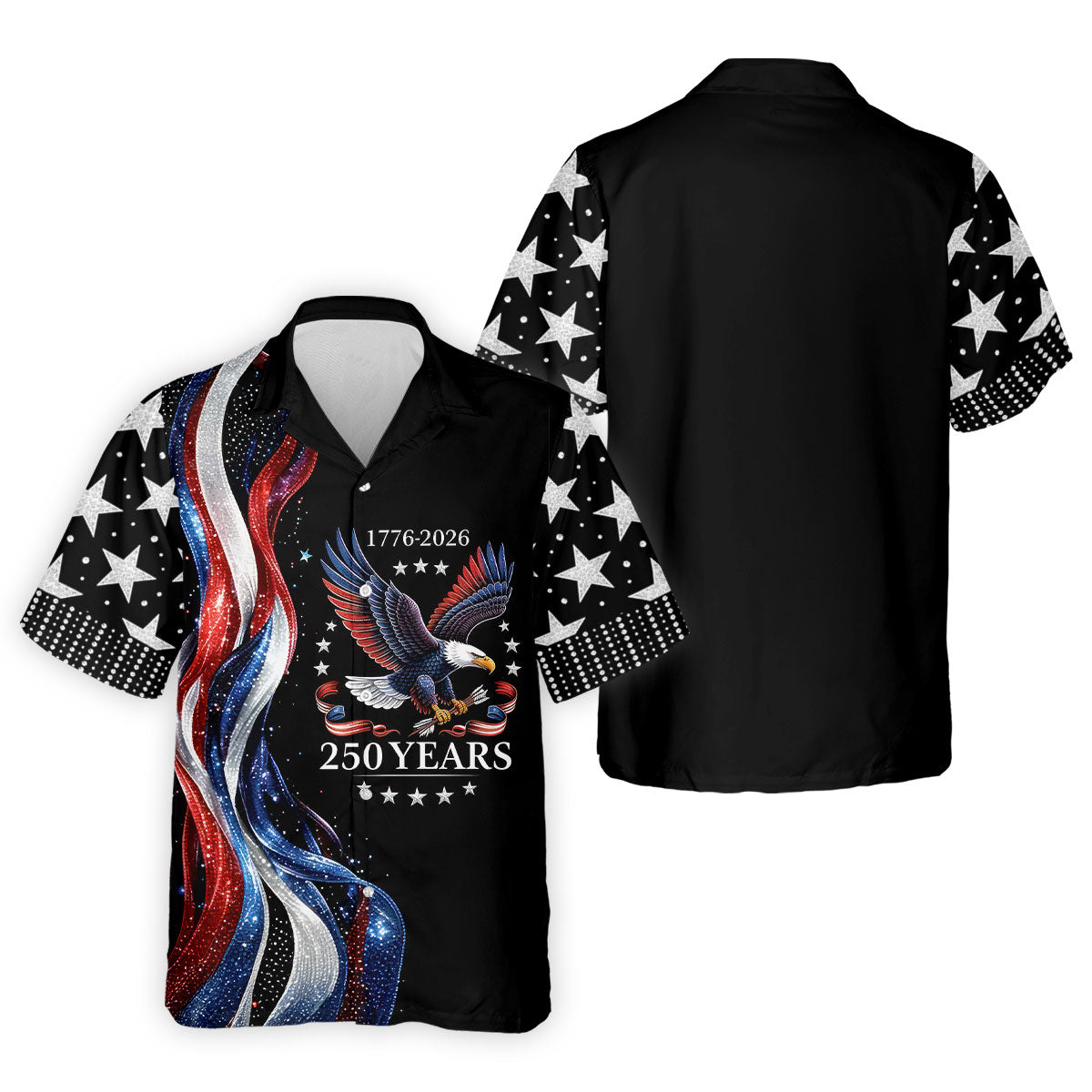 USA 250th Anniversary Bald Eagle Galaxy Art Golf Shirt, Patriotic 4th Of July Golf Shirts For Men
