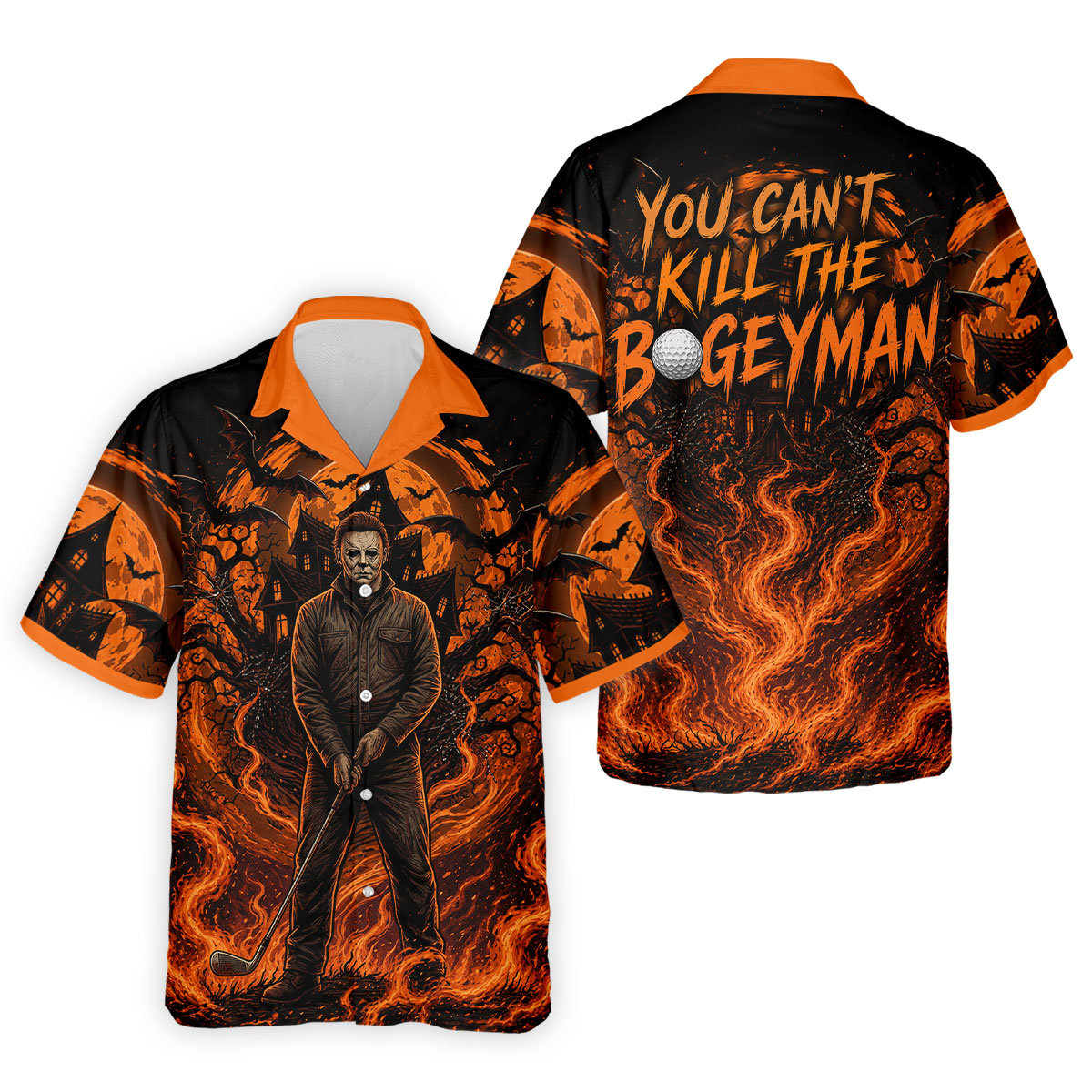 You Can't Kill The Bogeyman Halloween Golf Polo Shirt, Horror Character, Mens Golf Shirts