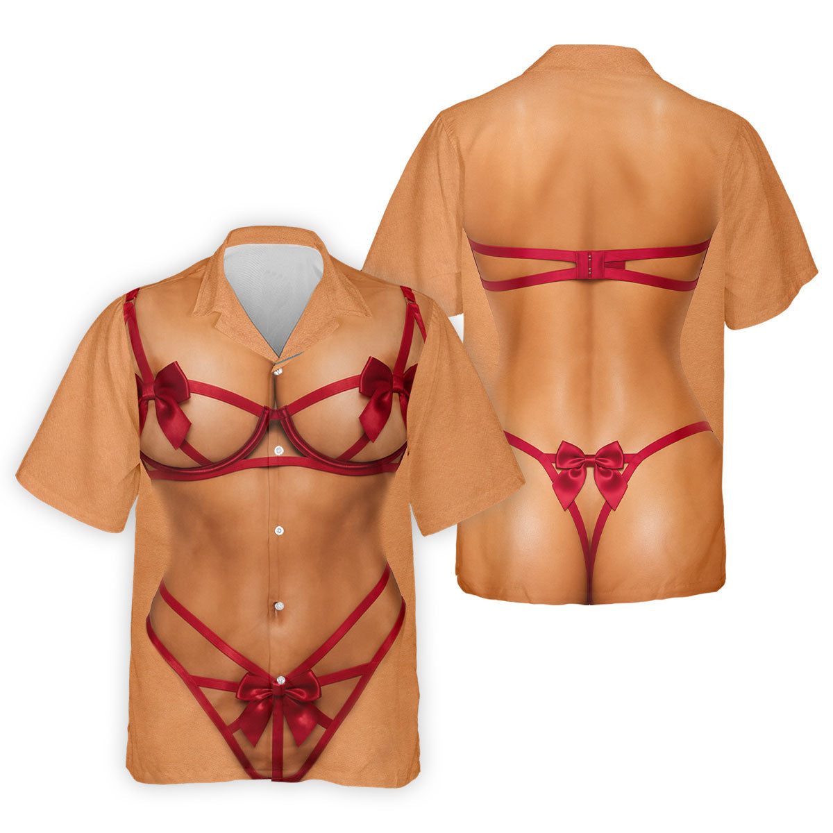 Funny Red Ribbon Lingerie Costume Polo Shirt, Men's Golf Shirt, Golf Apparel For Men