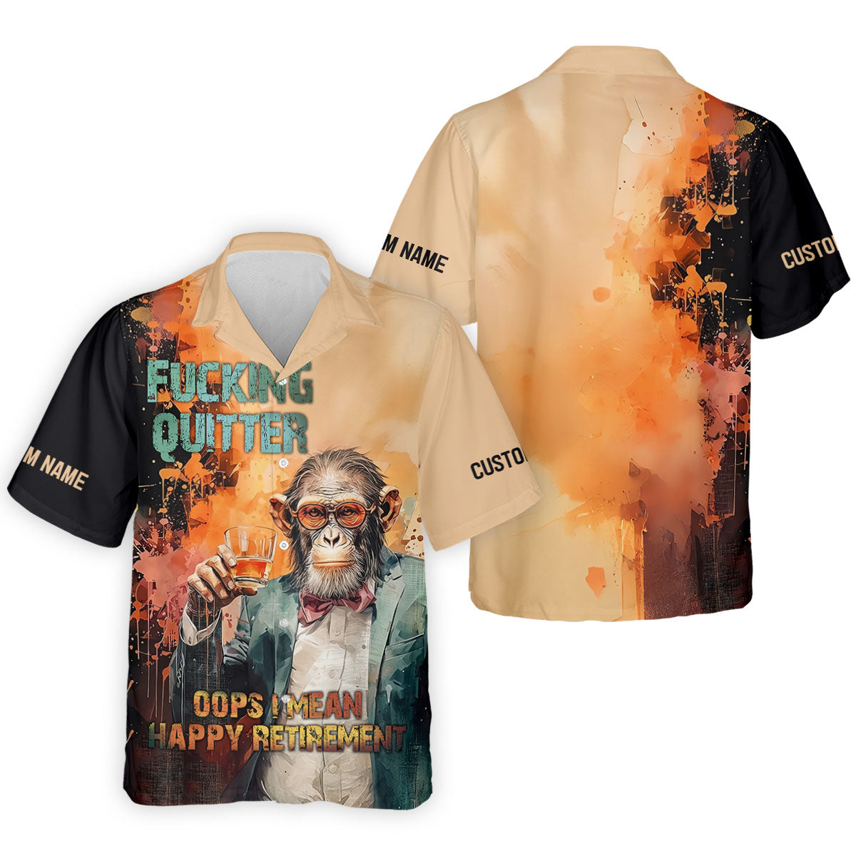 Funny Monkey Happy Retirement Golf Polo Shirt, Golf Polo Shirts For Men, Printed Golf Shirts