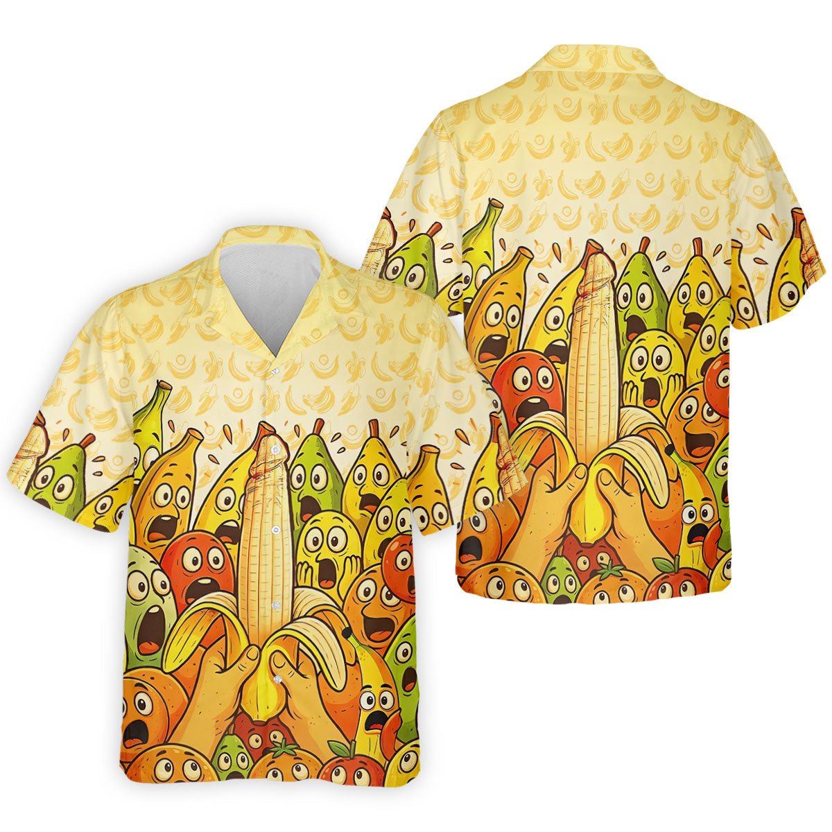 Funny Banana Fruit Cartoon Pattern Polo Shirt, Mens Golf Polo, Golf Shirts For Men