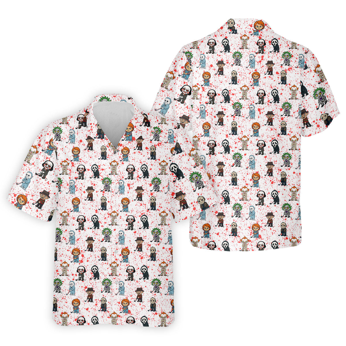 White Horror Character Golf Polo Shirt, Men's Golf Polo, Hawaiian Golf Shirt
