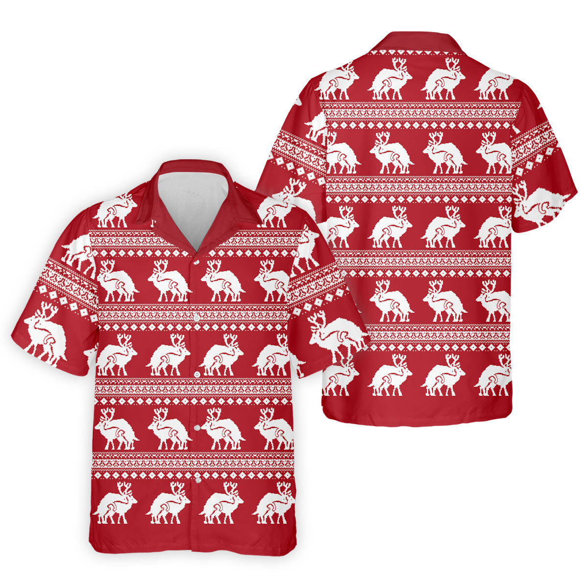 Reindeer Humping Seamless Pattern Golf Shirt, Christmas Golf Shirt, Golf Shirts For Men, Golf Gift For Men