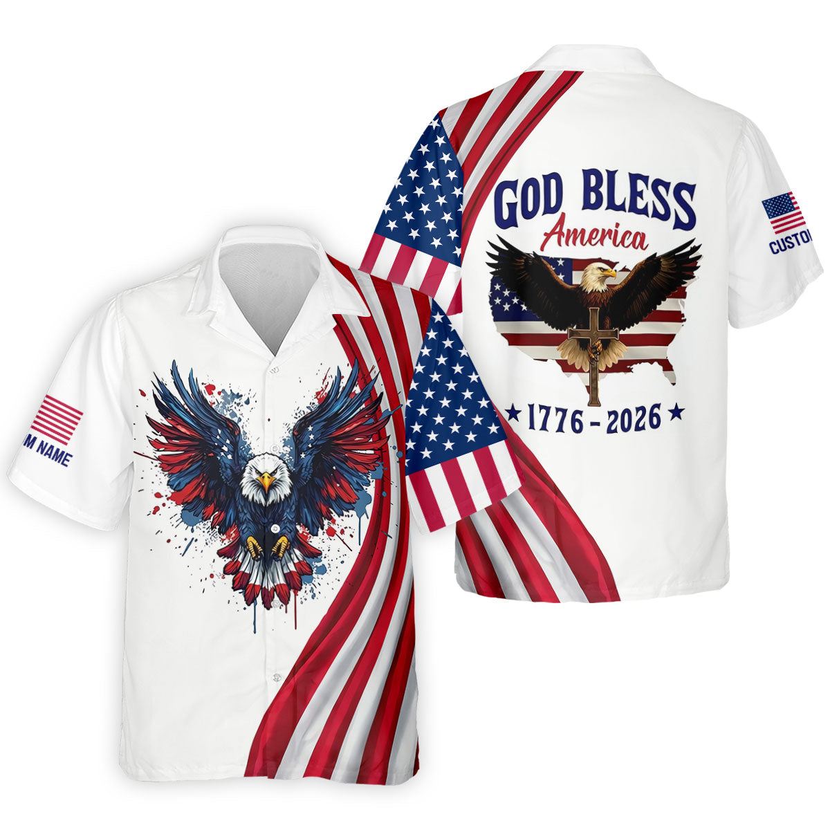 God Bless America 250 Years US Flag Golf Shirt, Patriotic 4th Of July Golf Shirts For Men