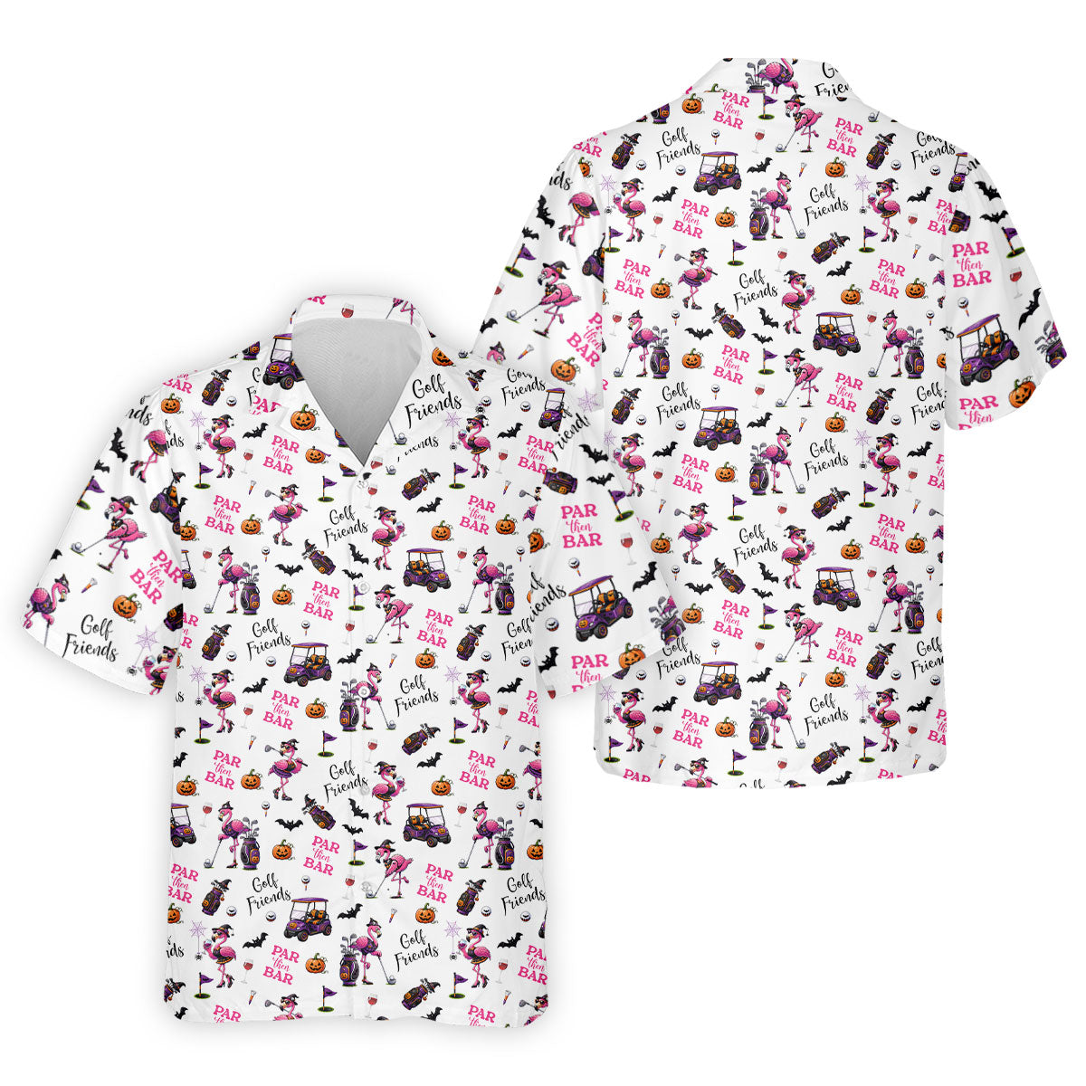 White Par Then Bar Flamingo Halloween Shirt, Mens Golf Apparel, Polo Shirts For Men