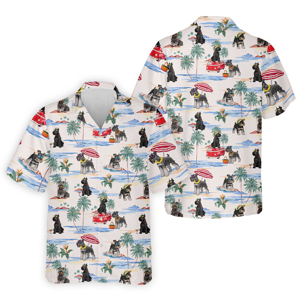 Schnauzer Beach Vacation Tropical Golf Polo Shirt, Hawaiian Golf Shirt, Golf Shirts For Men