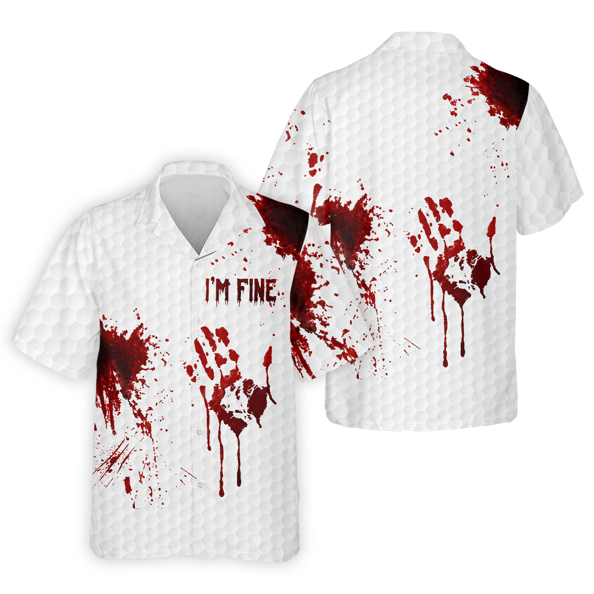 I'm Fine Bloody Halloween Golf Polo Shirt, Golf Polo Shirts For Men, Printed Golf Shirts