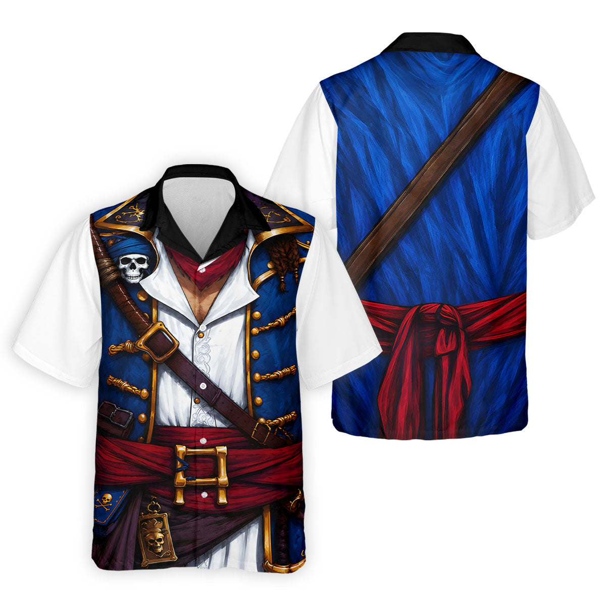 Caribbean Pirate Golf Shirt, Classic Buccaneer Captain Uniform, Golf Shirt For Men