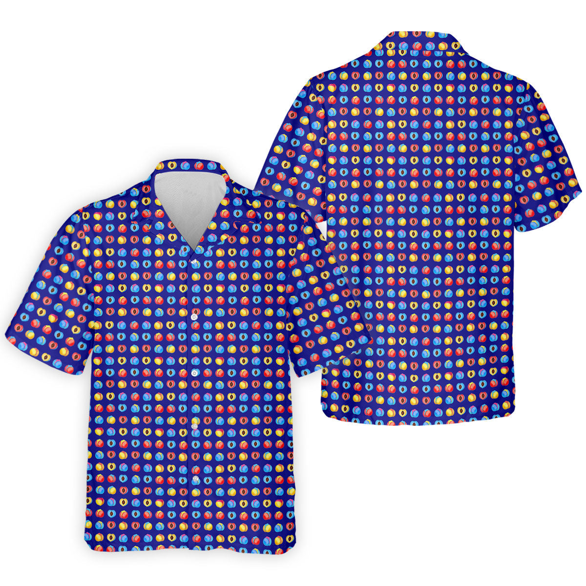 Funny Peach Emoji Pattern Golf Polo Shirt, Men's Golf Polo Shirt, Novelty Golf Shirts For Men