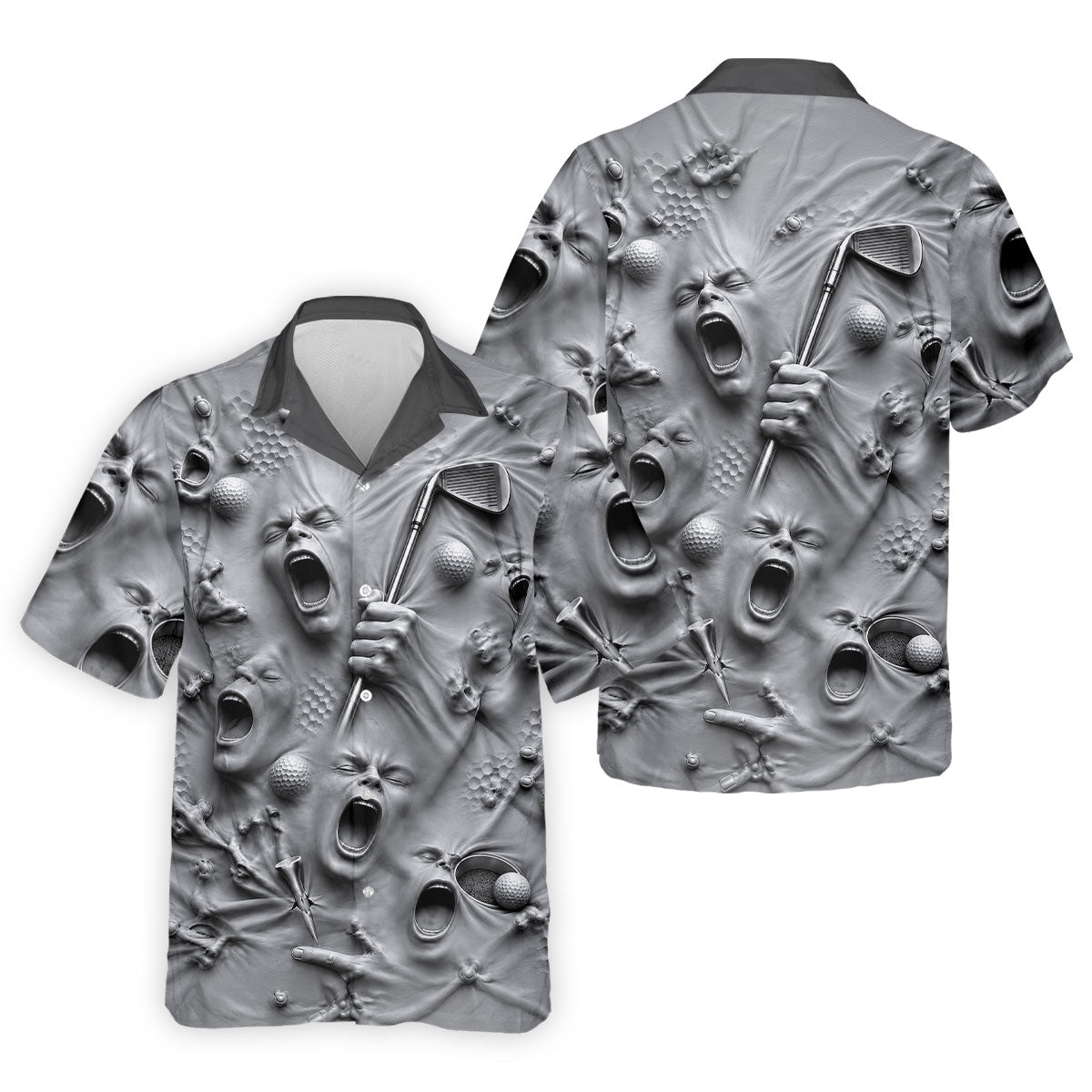 Screaming Face Halloween Golf Polo Shirt, Halloween Shirt For Men, Golf Shirts For Men