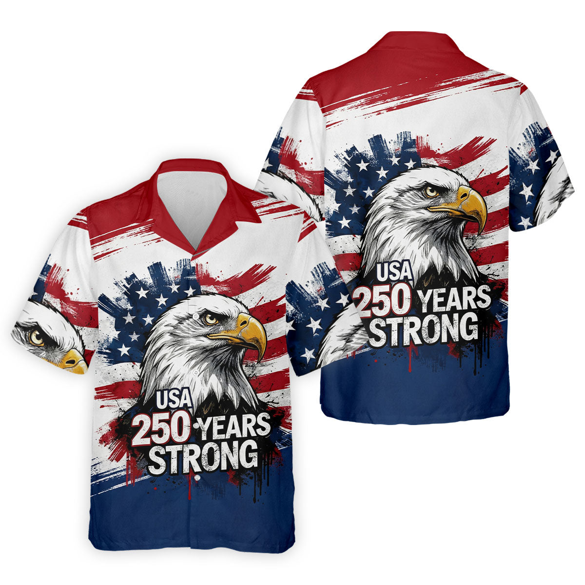 USA 250 Years Strong Bald Eagle American Flag Golf Shirt, Patriotic 4th Of July Golf Shirts For Men