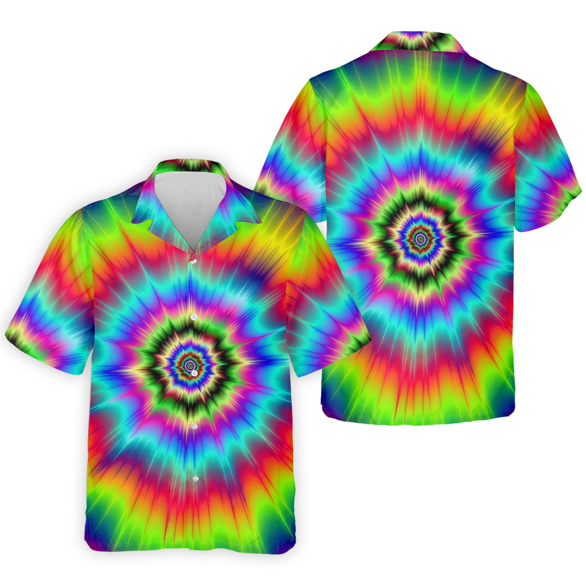 Rainbow Tie Dye Golf Shirt, Psychedelic Spiral Burst Pattern, Golf Shirt For Men
