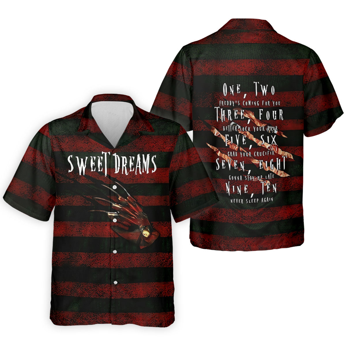 Sweet Dreams Freddy Horror Character Golf Polo Shirt, Printed Golf Shirts, Men's Golf Shirt