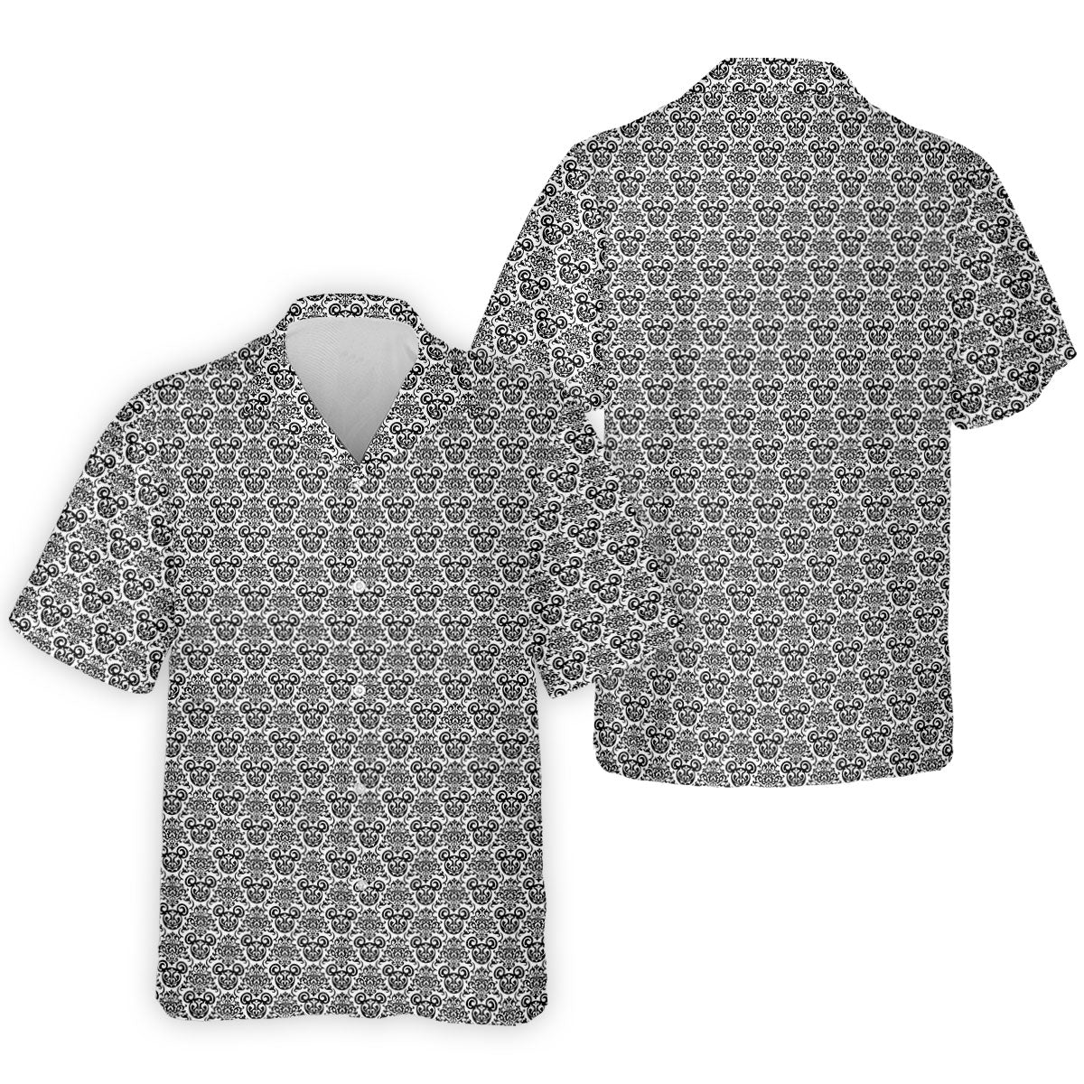 Vintage Monochrome Damask Golf Polo Shirt, Printed Golf Shirts, Mens Golf Shirts