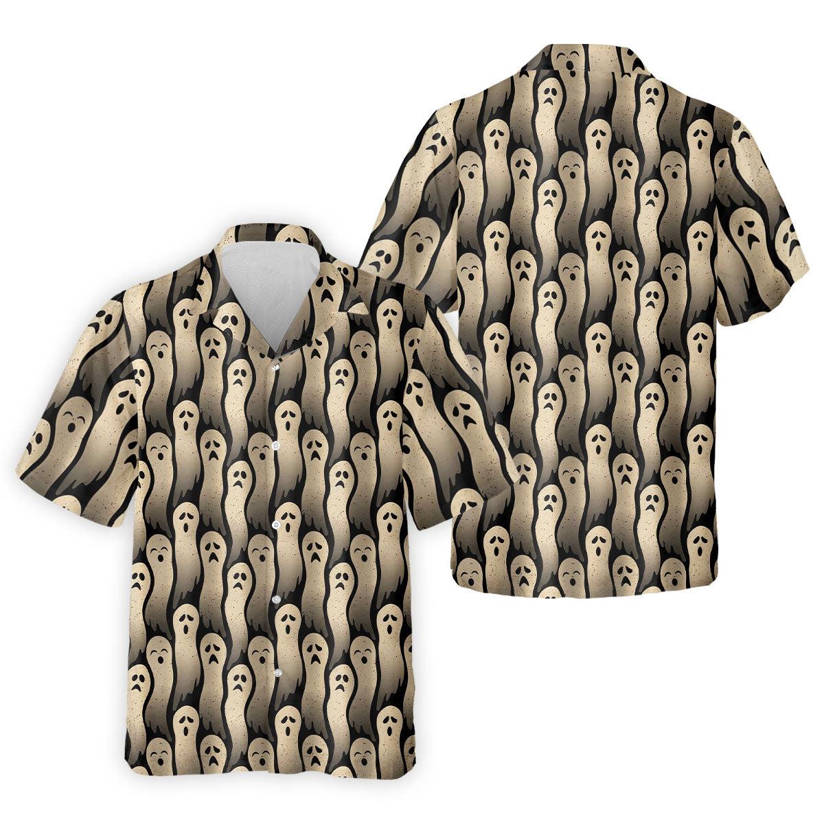 Halloween Ghost Pattern Golf Polo Shirt, Men's Golf Shirts, Hawaiian Golf Shirt